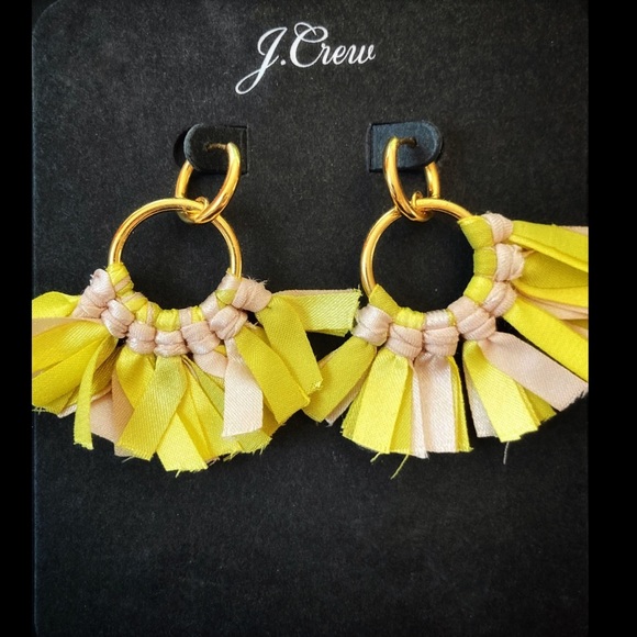 J. Crew fabric fan statement earrings NEW - Picture 2 of 2